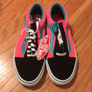 Neon pink and blue stripe original Vans NWT